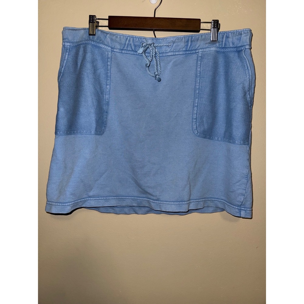 J.Jill Pull on mini skirt LgPetite Blue drawstring side pockets cotton comfort